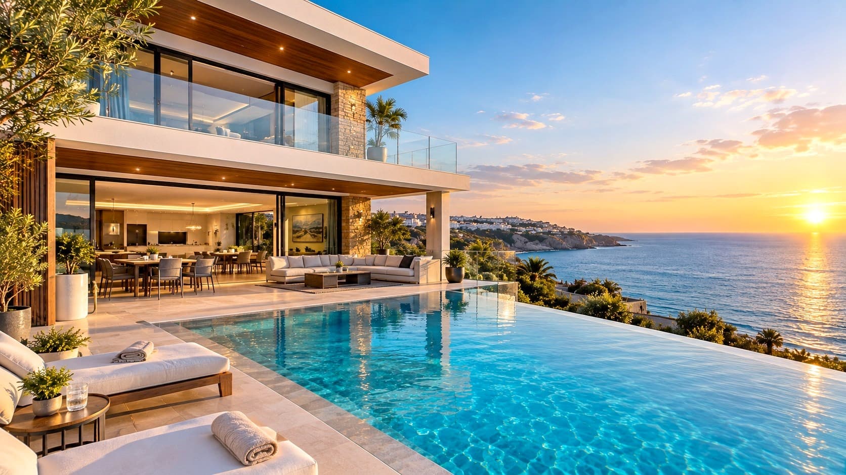 Villa moderne avec piscine à débordement réalisée par NH AL BINA